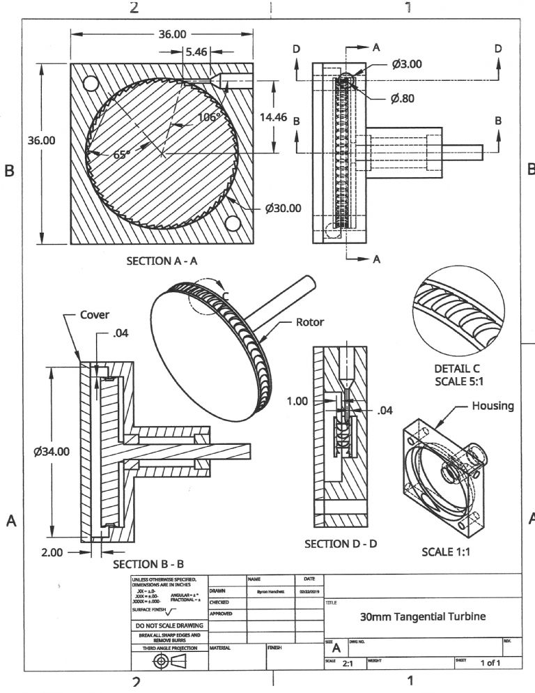 30mm Tangential Turbine